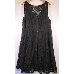 Torrid Dress Lace Tank Sleeveless Black Whimsygoth Witchy Button Up Lined Size 1